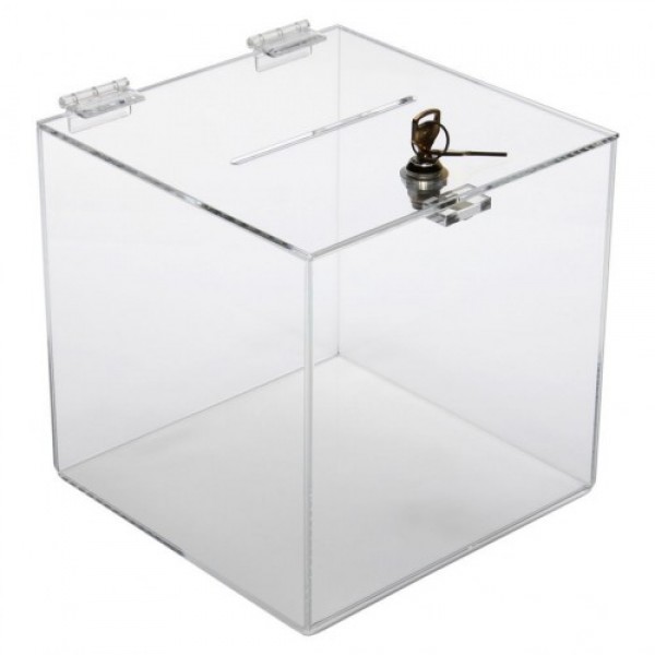 Urna cubica plexiglas 15x15cm