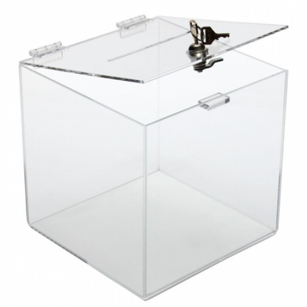 Urna cubica plexiglas 10x10cm