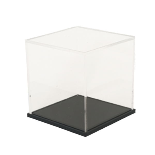 Cutie simpla cubica transparenta, cu baza neagra, 100x100x100mm