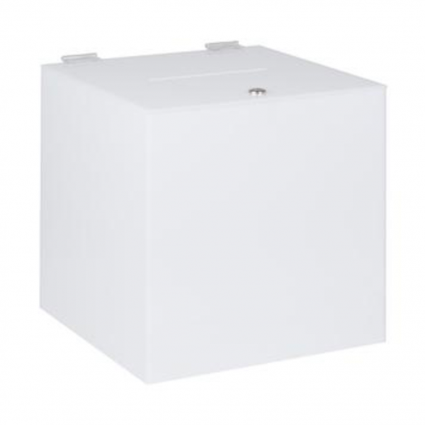 Urna cubica plexiglas alb 15x15cm